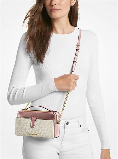 michael kors jet set primrose|Jet Set Medium Signature Logo and Patent Double .